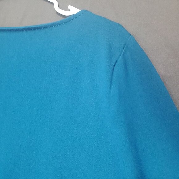 J. JILL PONTE Women Blouse SZ XL Teal Button Sides 3/4 Sleeves Soft Stretch - Picture 9 of 9
